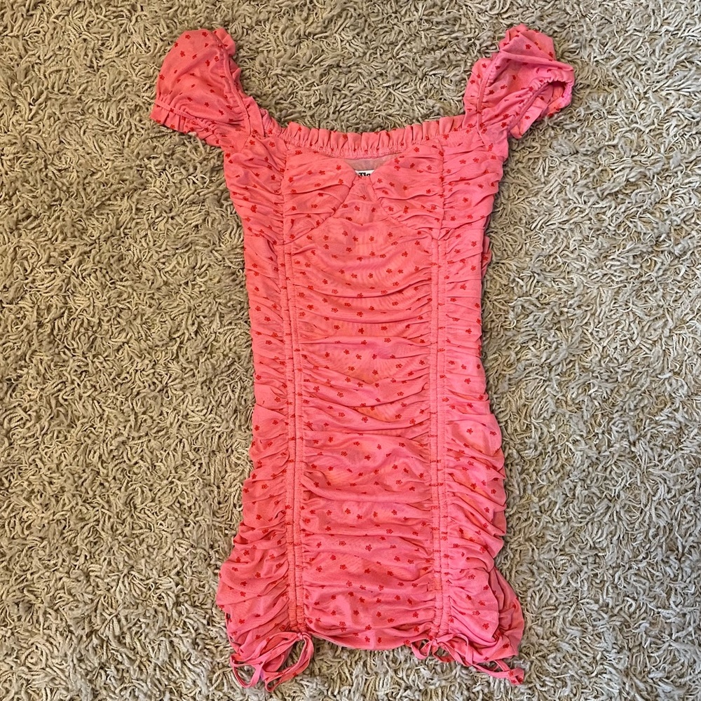 Tiger Mist bright pink dress with tie bottom
